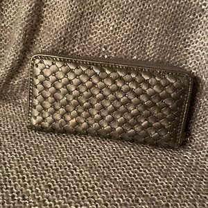 Sparkly silver rhinestone wallet. Never used, inside has zebra print pattern.